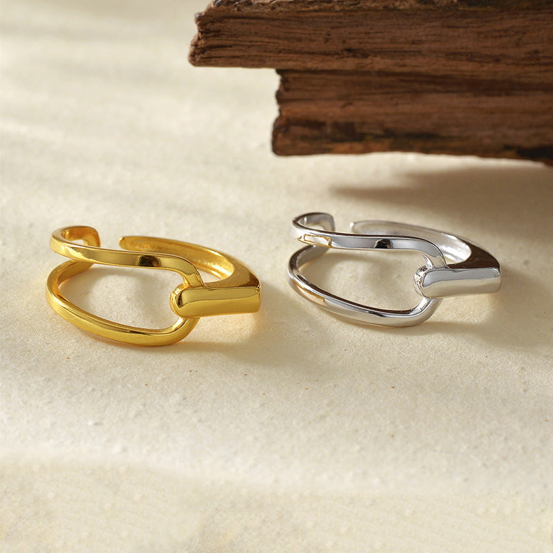JUSSAN Geometric Minimal Luxe Sterling Silver Ring