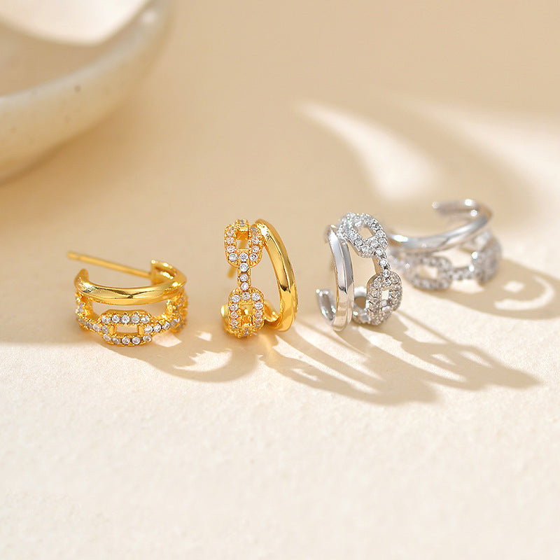 JUSSAN Pave Luxe Sterling Silver Earrings