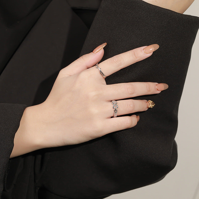 JUSSAN Geometric Minimal Luxe Sterling Silver Ring