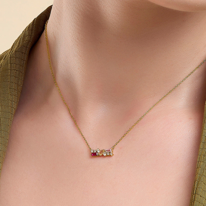 JUSSAN Pave Minimal Sterling Silver Necklace