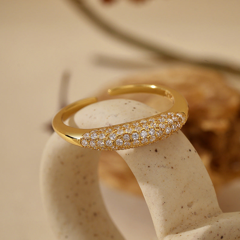 JUSSAN Pave Minimal Sterling Silver Ring