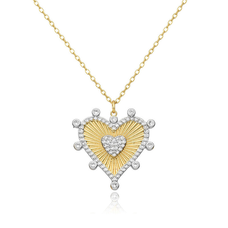 JUSSAN Heart Pave Minimal Sterling Silver Necklace