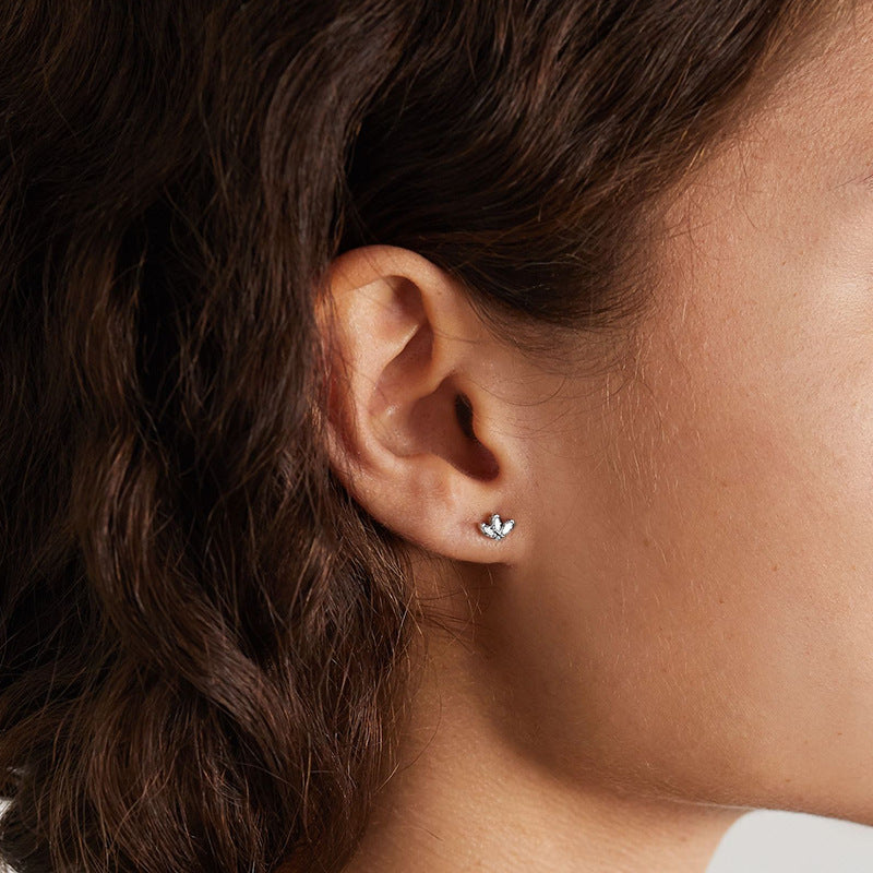JUSSAN Floral Pave Sterling Silver Earrings
