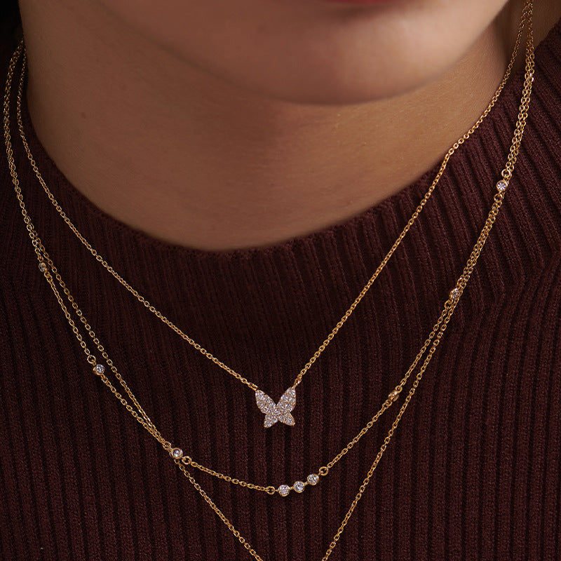 JUSSAN Pave Minimal Luxe Sterling Silver Necklace