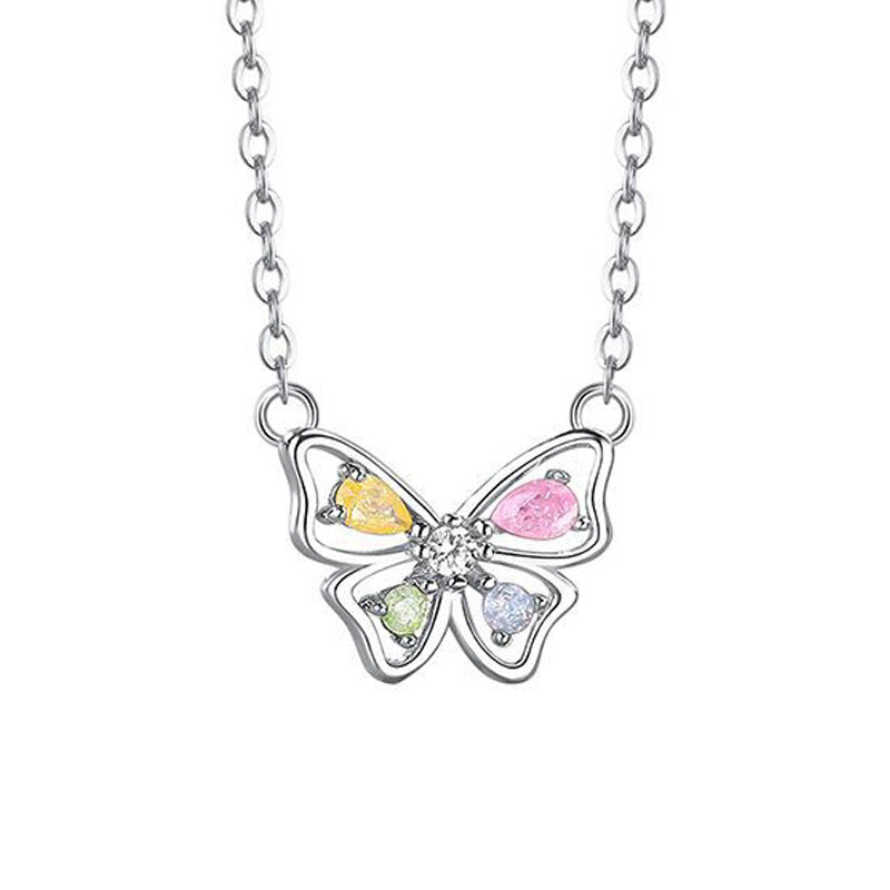 JUSSAN Butterfly Pave Sterling Silver Necklace