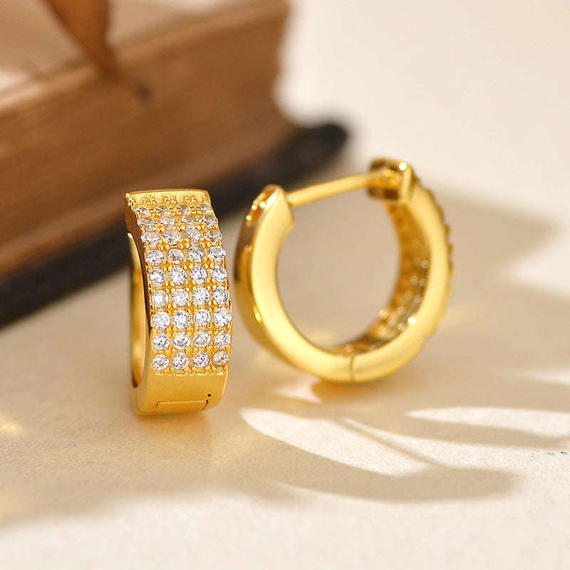 JUSSAN Star Pave Hoop Sterling Silver Earrings