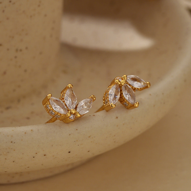 JUSSAN Floral Pave Sterling Silver Earrings