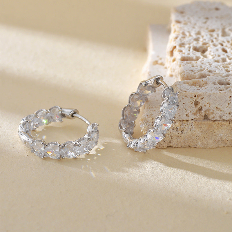 JUSSAN Heart Pave Luxe Sterling Silver Earrings