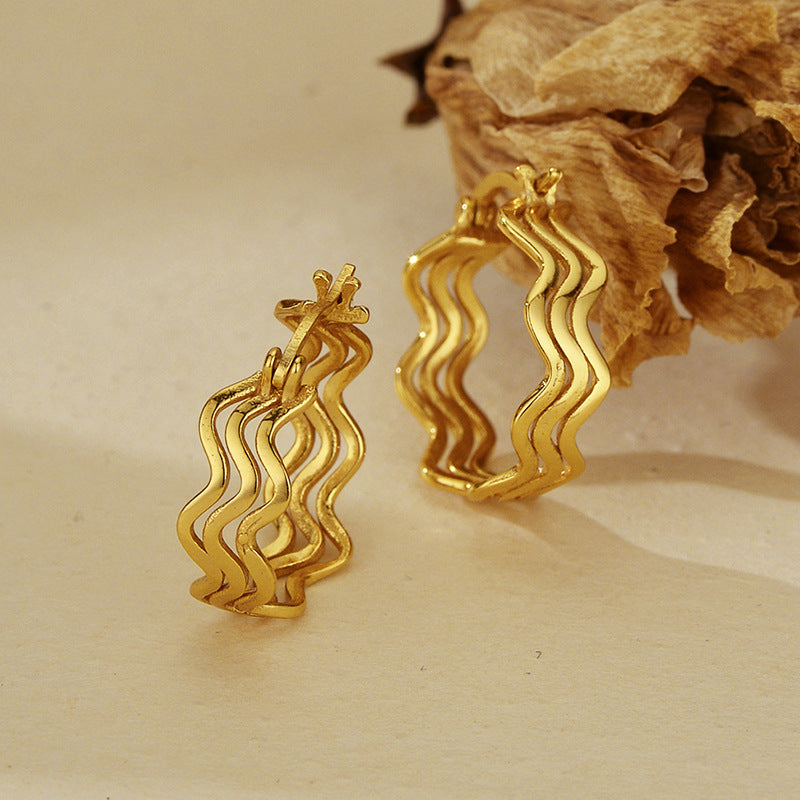 JUSSAN Wave Ear Cuff Sterling Silver Earrings