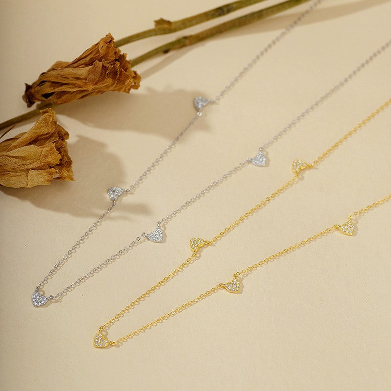 JUSSAN Heart Pave Pendant Sterling Silver Necklace