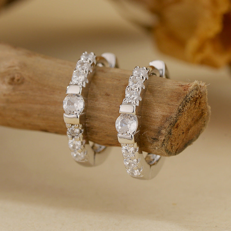 JUSSAN Pave Ear Cuff Sterling Silver Earrings
