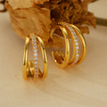 JUSSAN Geometric Pave Hoop Sterling Silver Earrings