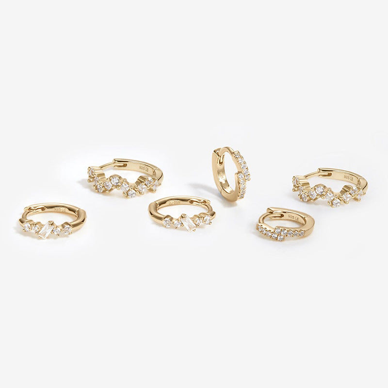 JUSSAN Geometric Pave Hoop Sterling Silver Earrings