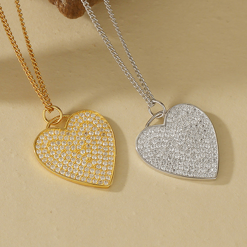 JUSSAN Heart Pave Luxe Sterling Silver Necklace