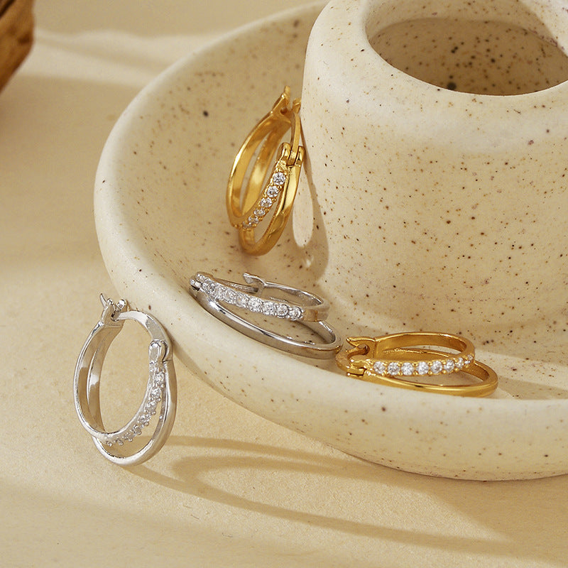 JUSSAN Layered Starlight Sterling Silver Earrings