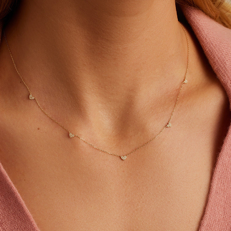 JUSSAN Heart Pave Pendant Sterling Silver Necklace