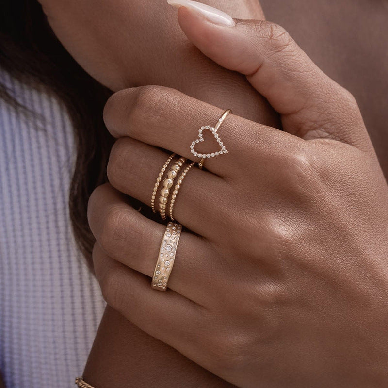 JUSSAN Heart Pave Sterling Silver Ring