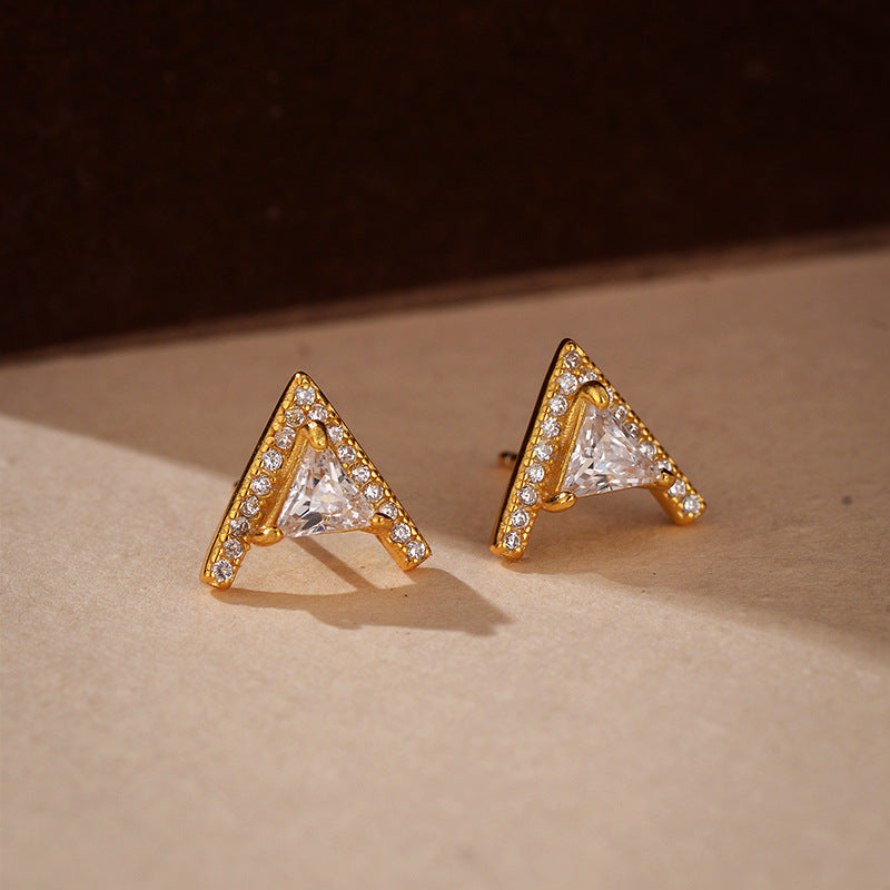 JUSSAN Initial Pave Minimal Silver Earrings