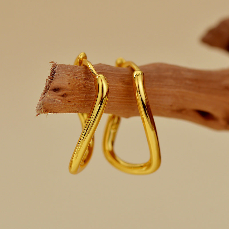JUSSAN Geometric Hoop Minimal Sterling Silver Earrings