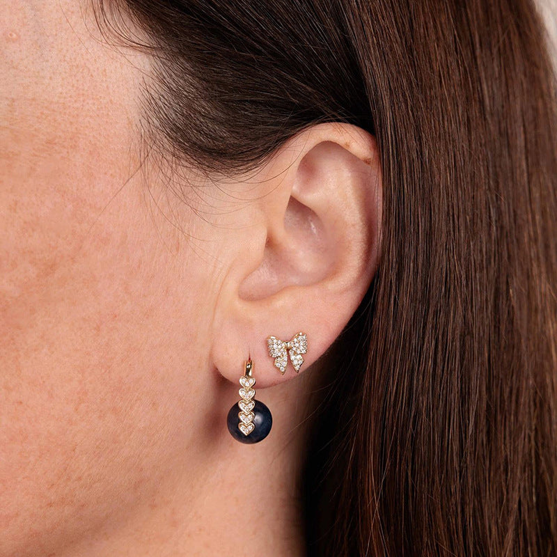 JUSSAN Butterfly Pave Sterling Silver Earrings