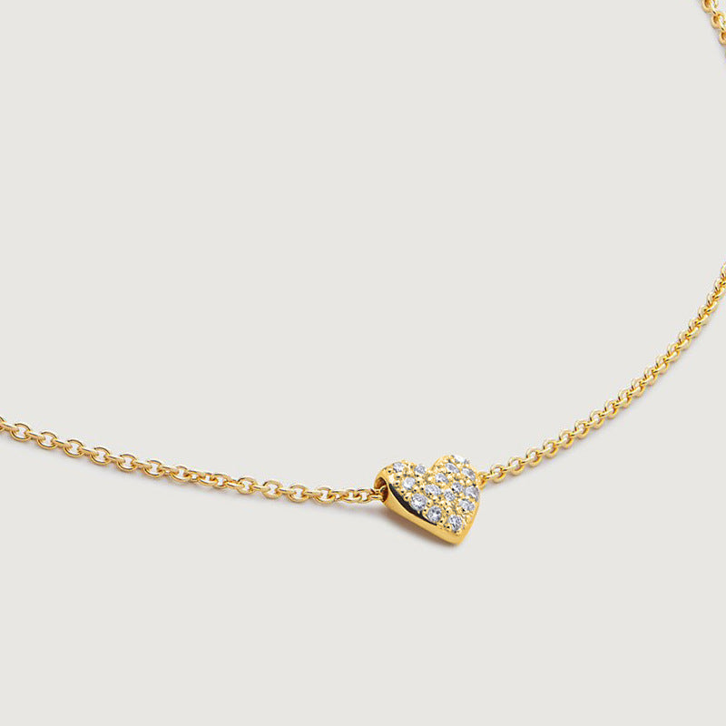 JUSSAN Heart Pave Sterling Silver Necklace