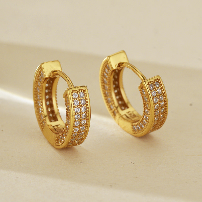 JUSSAN Pave Hoop Sterling Silver Earrings