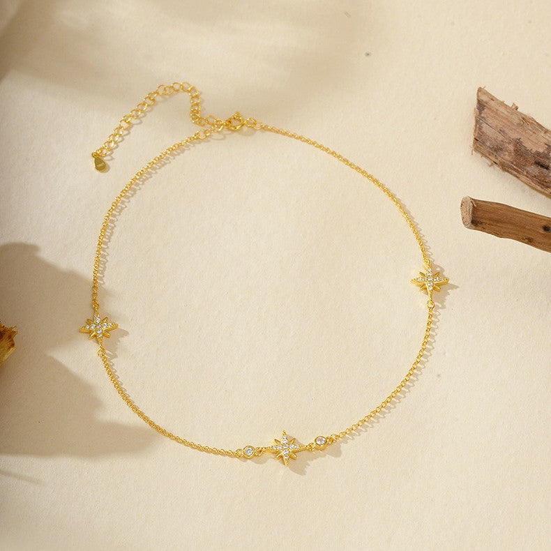 JUSSAN Star Floral Pave Sterling Silver Necklace