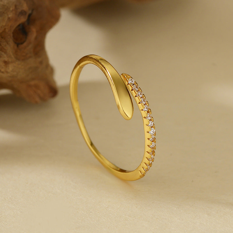 JUSSAN Serpent Pave Sterling Silver Ring