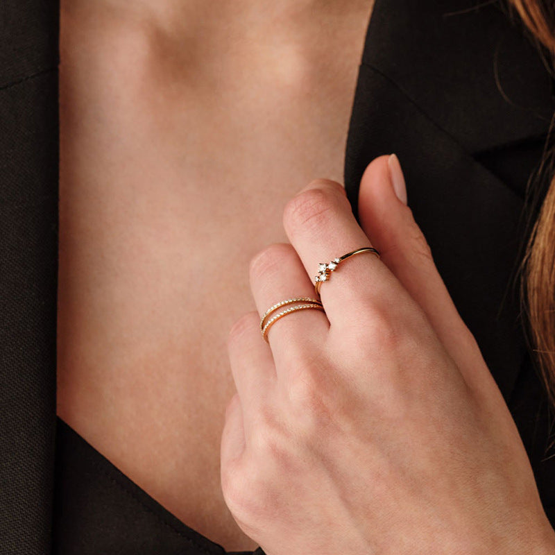 JUSSAN Pave Minimal Sterling Silver Ring