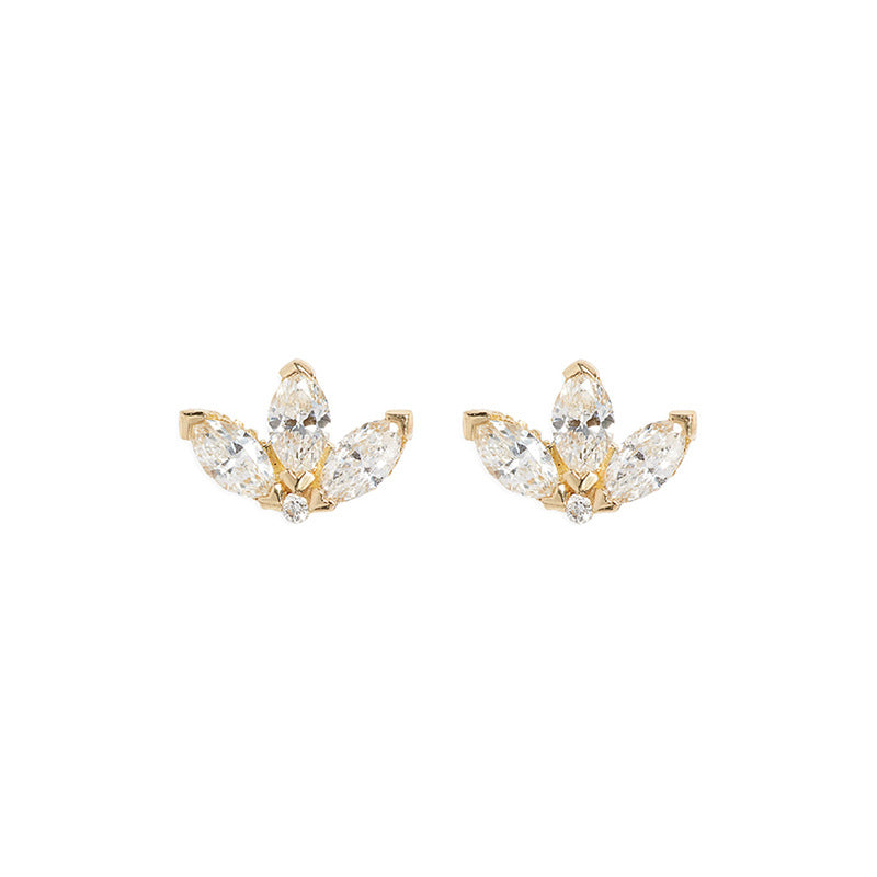 JUSSAN Floral Pave Sterling Silver Earrings