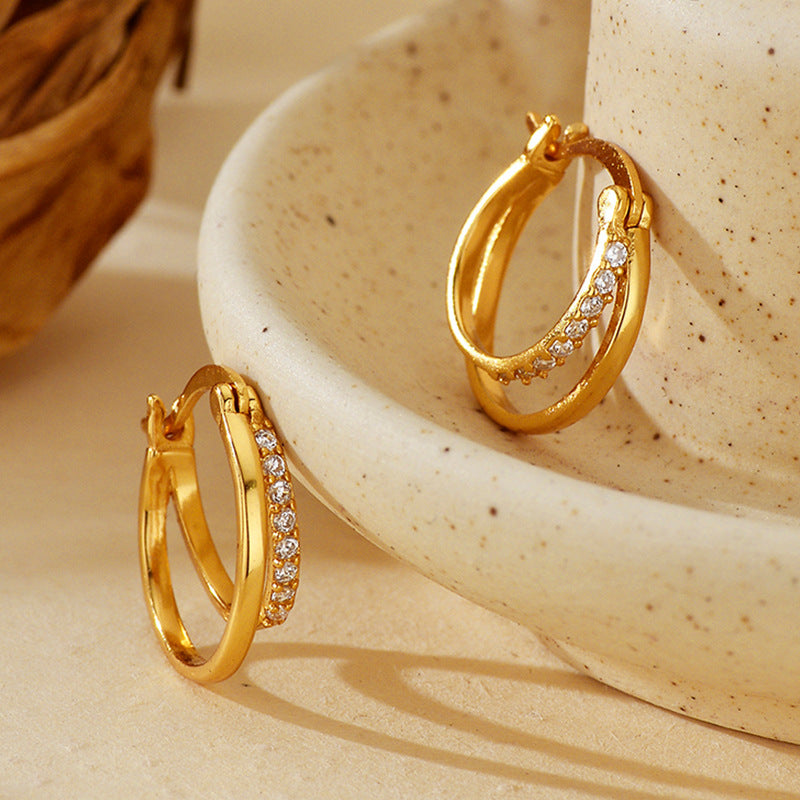 JUSSAN Layered Starlight Sterling Silver Earrings