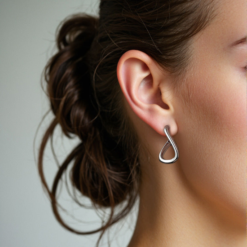JUSSAN Geometric Hoop Minimal Sterling Silver Earrings