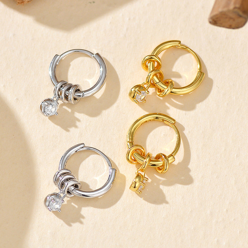 JUSSAN Pave Hoop Sterling Silver Earrings
