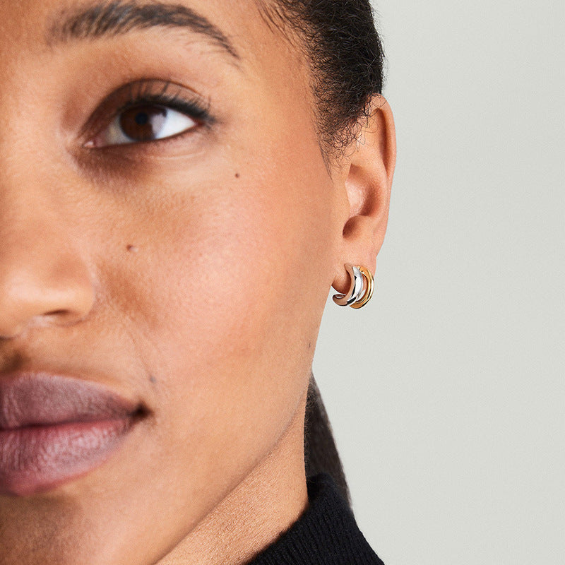 JUSSAN Layered Hoop Sterling Silver Earrings
