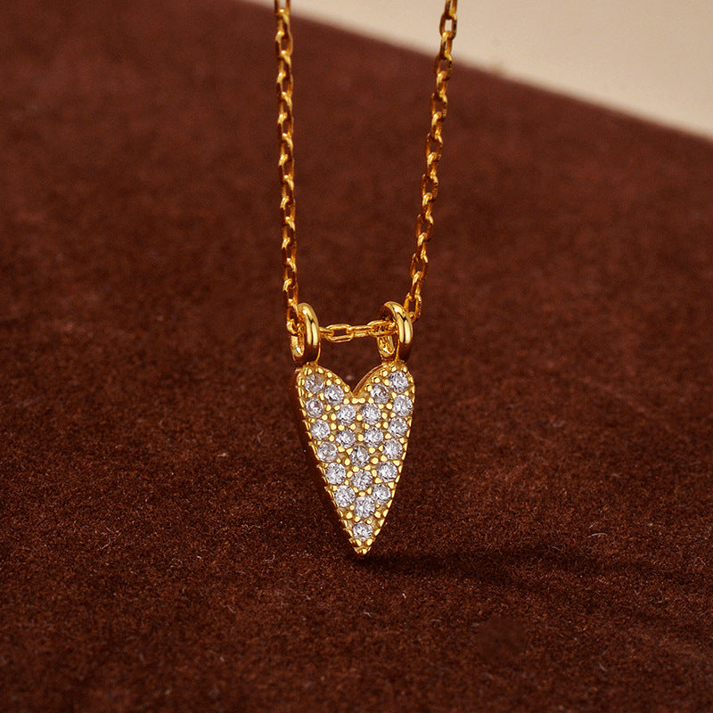JUSSAN Heart Pave Luxe Sterling Silver Necklace