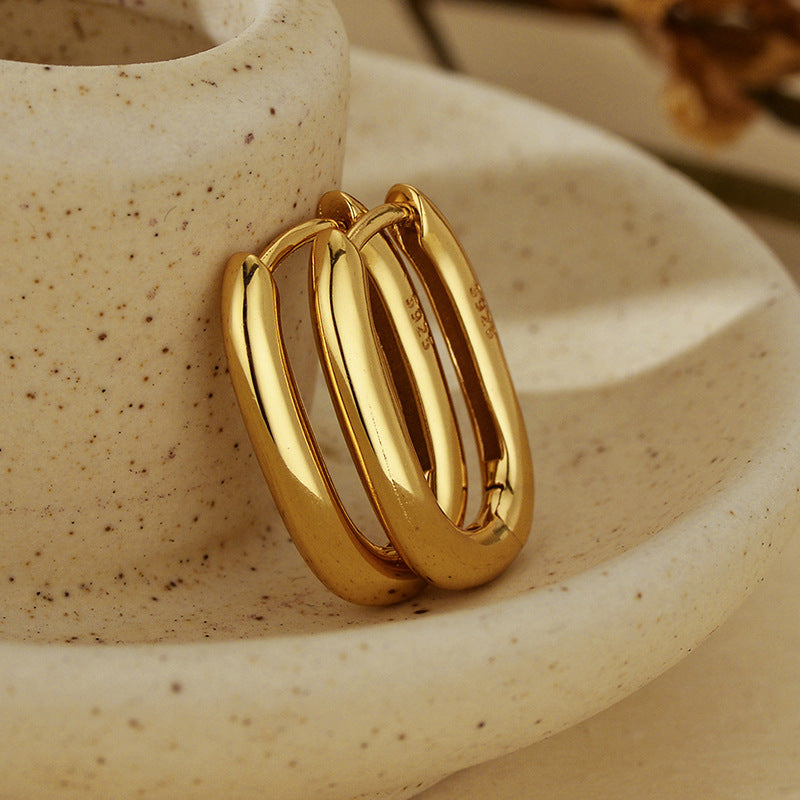 JUSSAN Geometric Minimal Luxe Sterling Silver Earrings