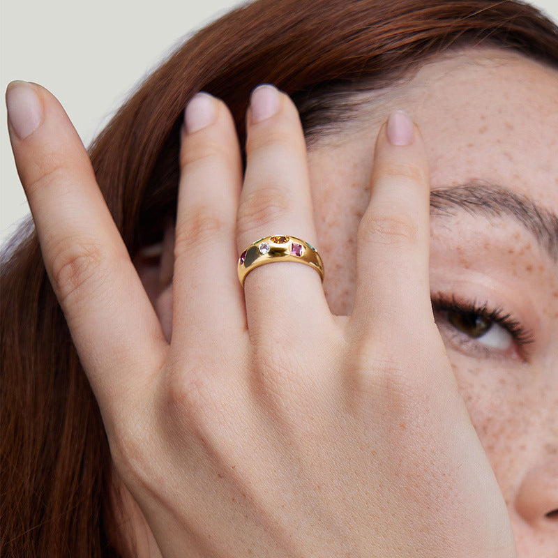 JUSSAN Pave Hoop Sterling Silver Ring