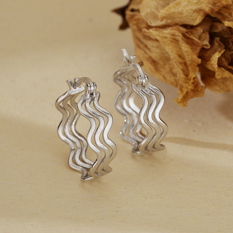 JUSSAN Wave Ear Cuff Sterling Silver Earrings