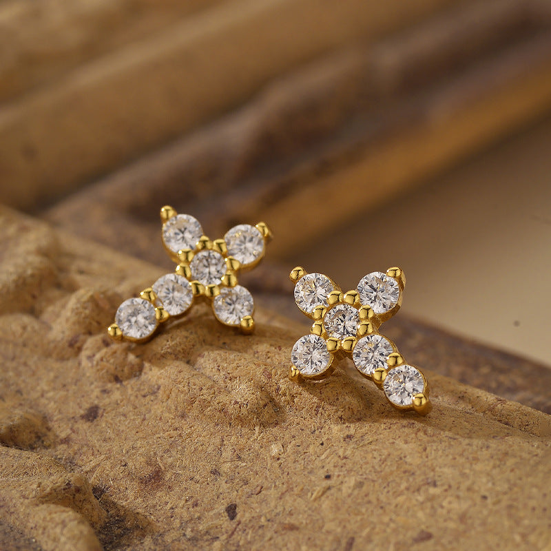 JUSSAN Geometric Pave Sterling Silver Earrings