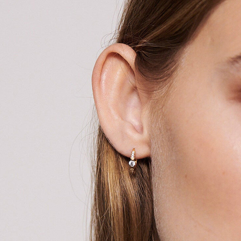 JUSSAN Pave Ear Cuff Sterling Silver Earrings