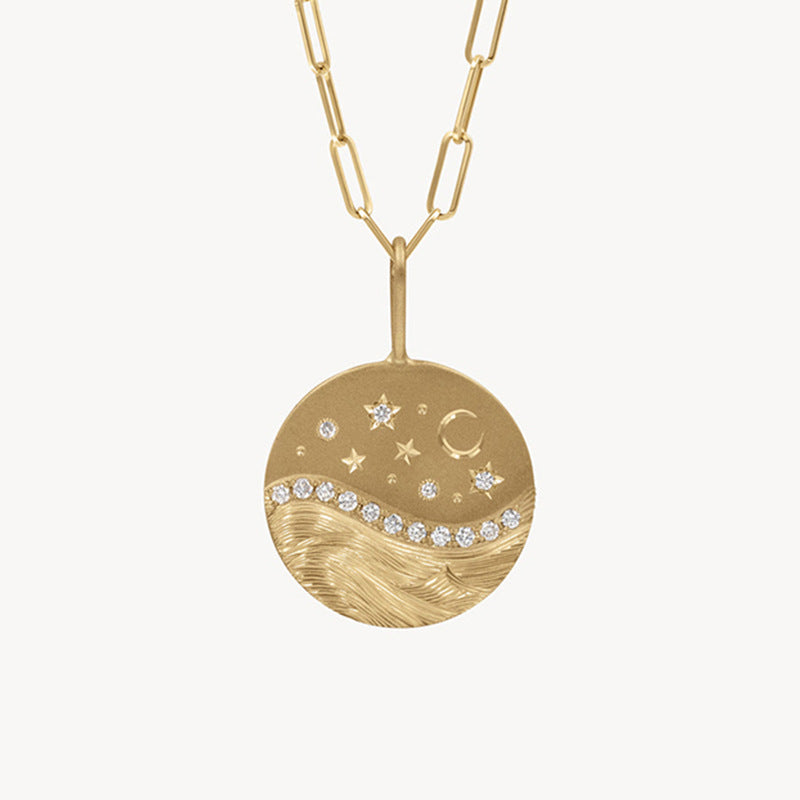 JUSSAN Star Moon Pave Sterling Silver Necklace