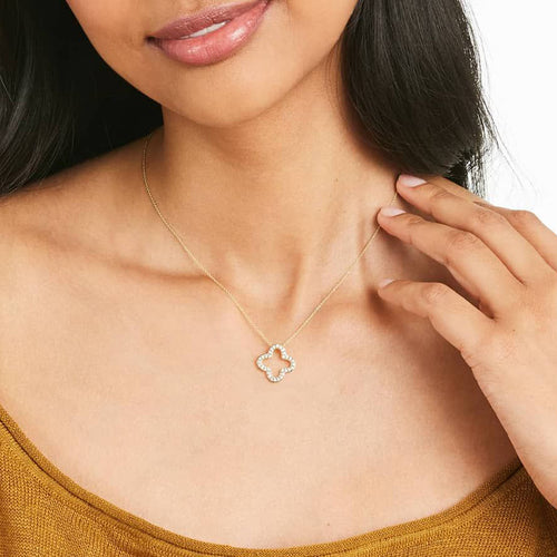 JUSSAN Clover Pave Luxe Sterling Silver Necklace