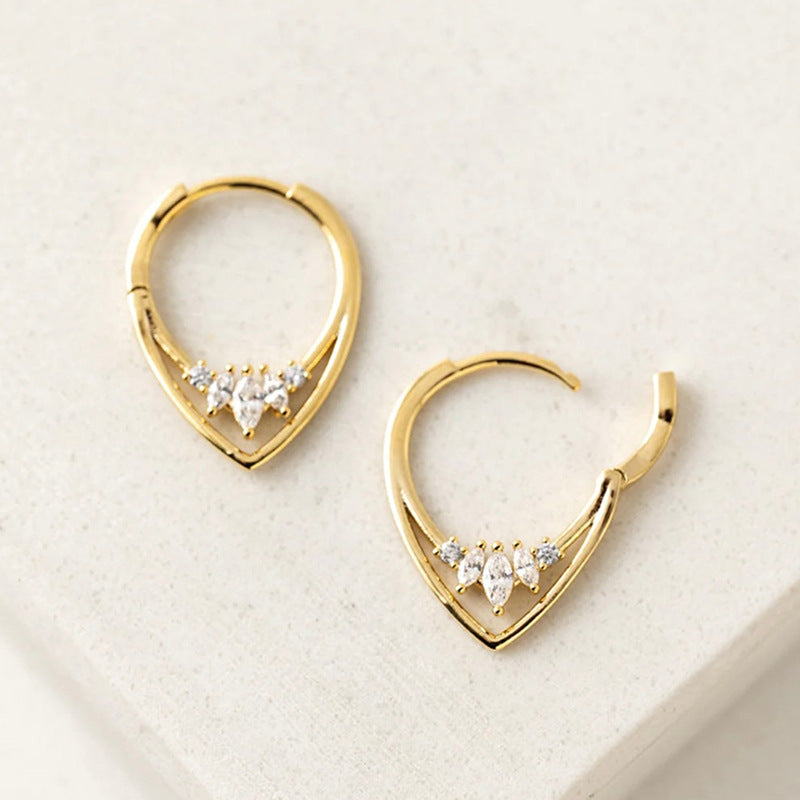 JUSSAN Teardrop Pave Minimal Sterling Silver Earrings
