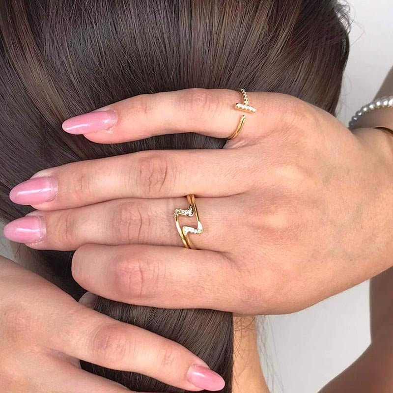 JUSSAN Geometric Pave Minimal Sterling Silver Ring