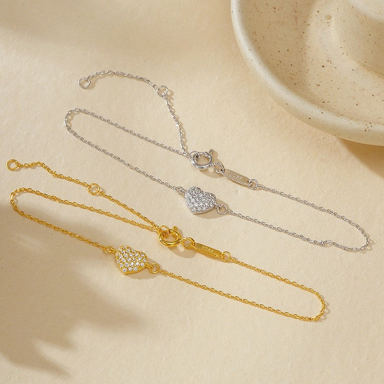 JUSSAN Layered Heart Pave Sterling Silver Bracelet