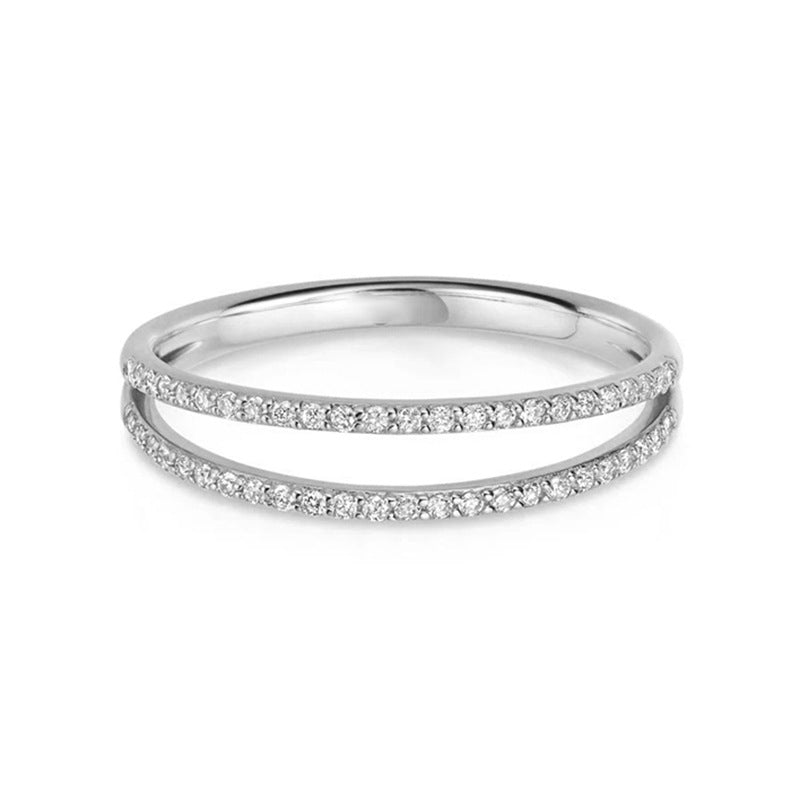 JUSSAN Pave Minimal Sterling Silver Ring