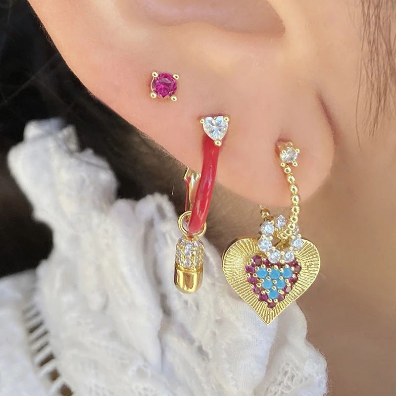JUSSAN Heart Pave Sterling Silver Earrings