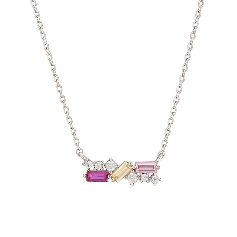 JUSSAN Pave Minimal Sterling Silver Necklace