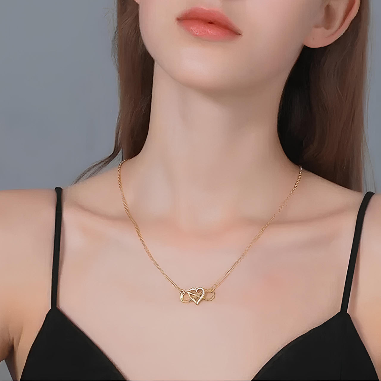 JUSSAN Heart Pave Luxe Sterling Silver Necklace