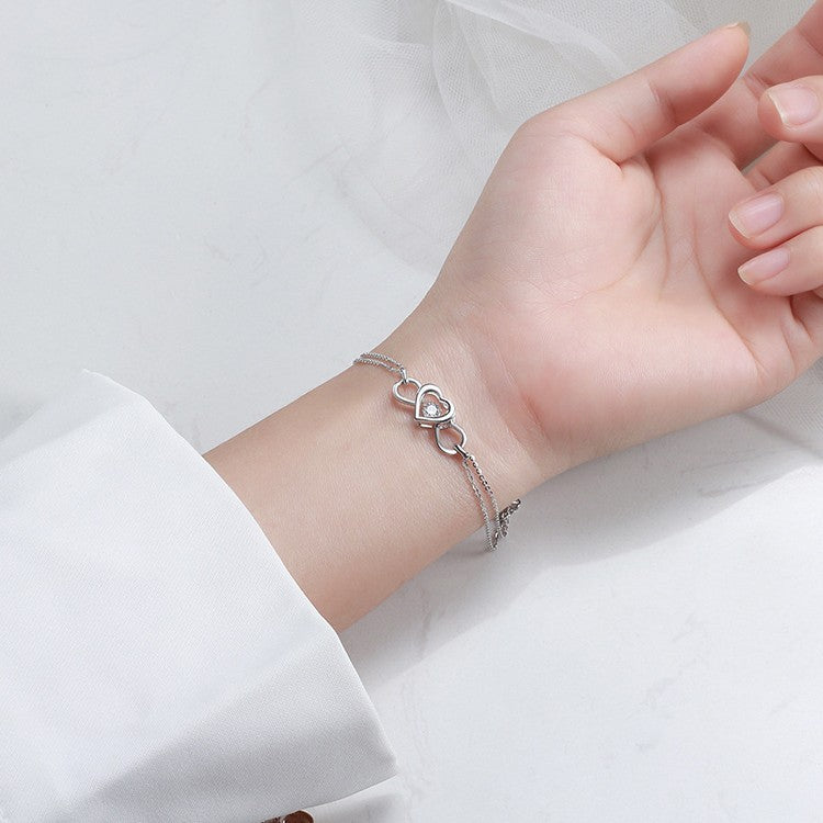 JUSSAN Heart Pave Sterling Silver Bracelet